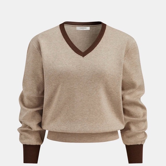 Commence Contrast Trim Knit Top and Midi Skirt Set - Picture 2 of 9